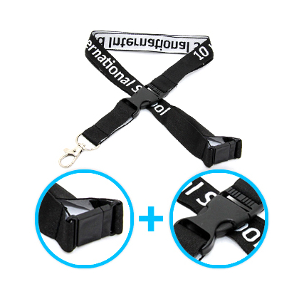 Custom woven lanyards with Safety Breakaway and Plastic Buckle