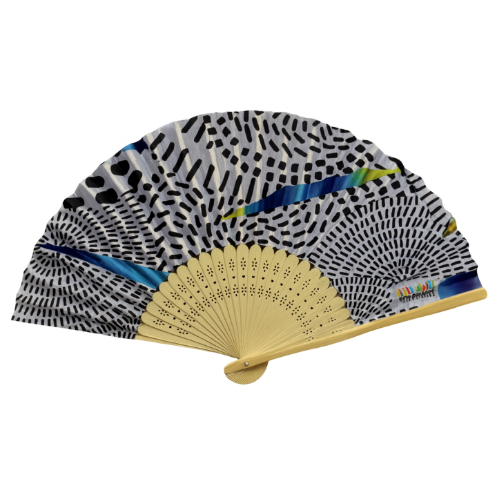 Custom Double-Sided Paper Hand Fan – Bamboo Handle