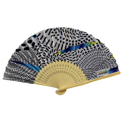 Custom Double-Sided Paper Hand Fan – Bamboo Handle