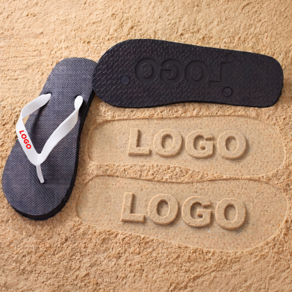 Black or White Flip-Flops with an Engraved Sole Logo