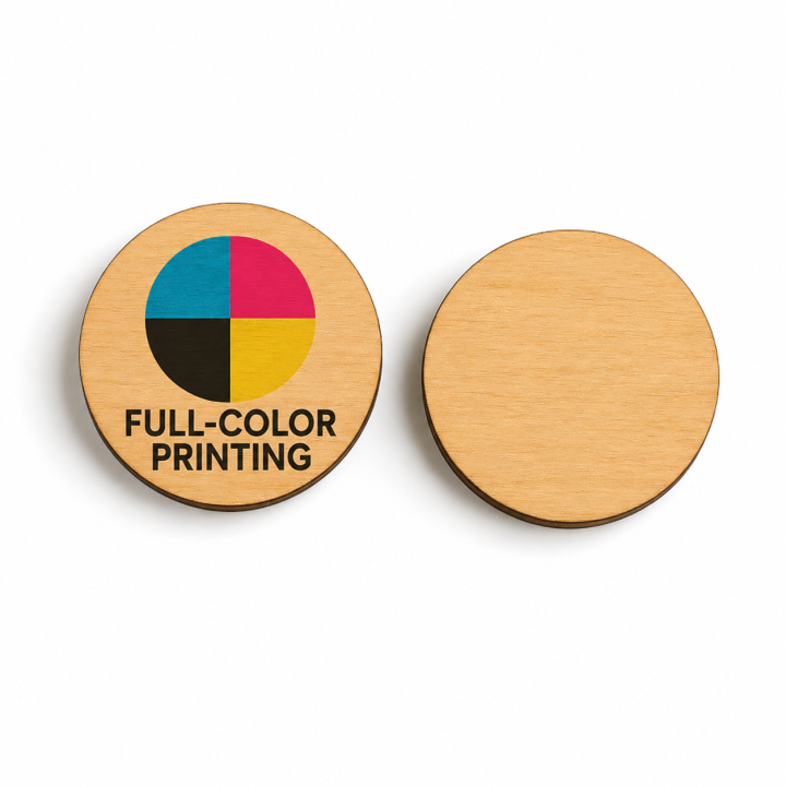 Custom Wooden Tokens with Full-Color Printing on One Side