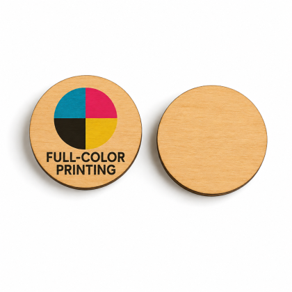 Custom Wooden Tokens with Full-Color Printing on One Side